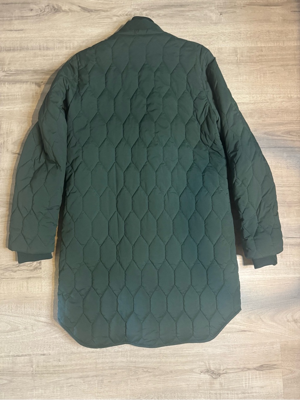 Simons Women’s Green Quilted Long Coat Jacket XS - Picture 9 of 10